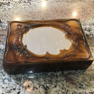 Tortoise shell jewelry box with mirror